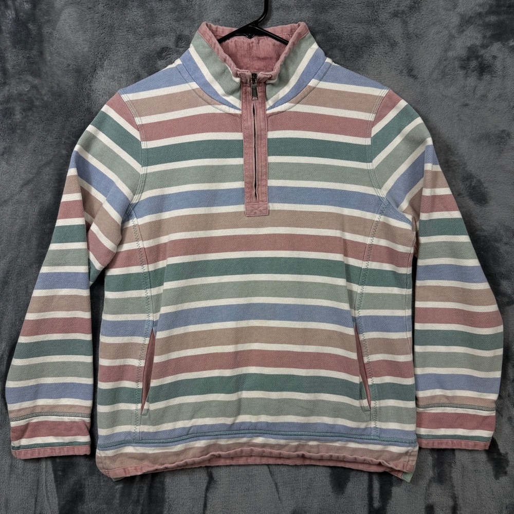 FatFace Airlie Quarter Zip Pullover Womens 10 Pink Multi Stripe Sweatshirt